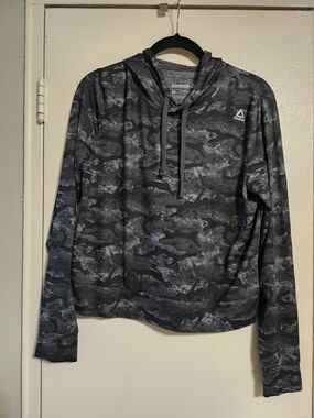Reebok Black and Gray Camo Hoodie